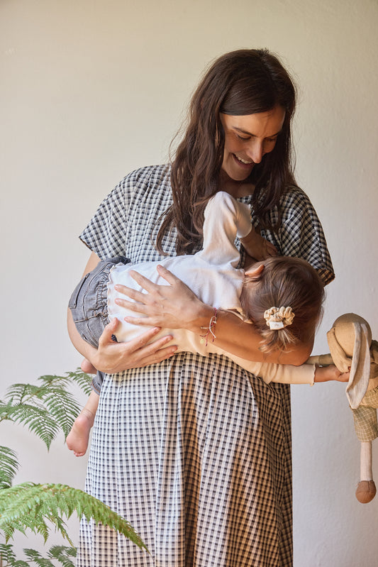 vestido mamá cuadros