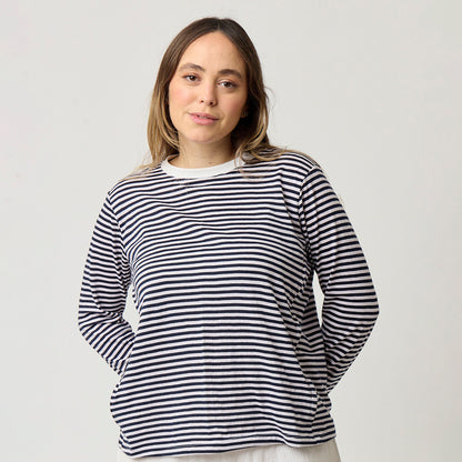 rayas manga larga azul y blanco