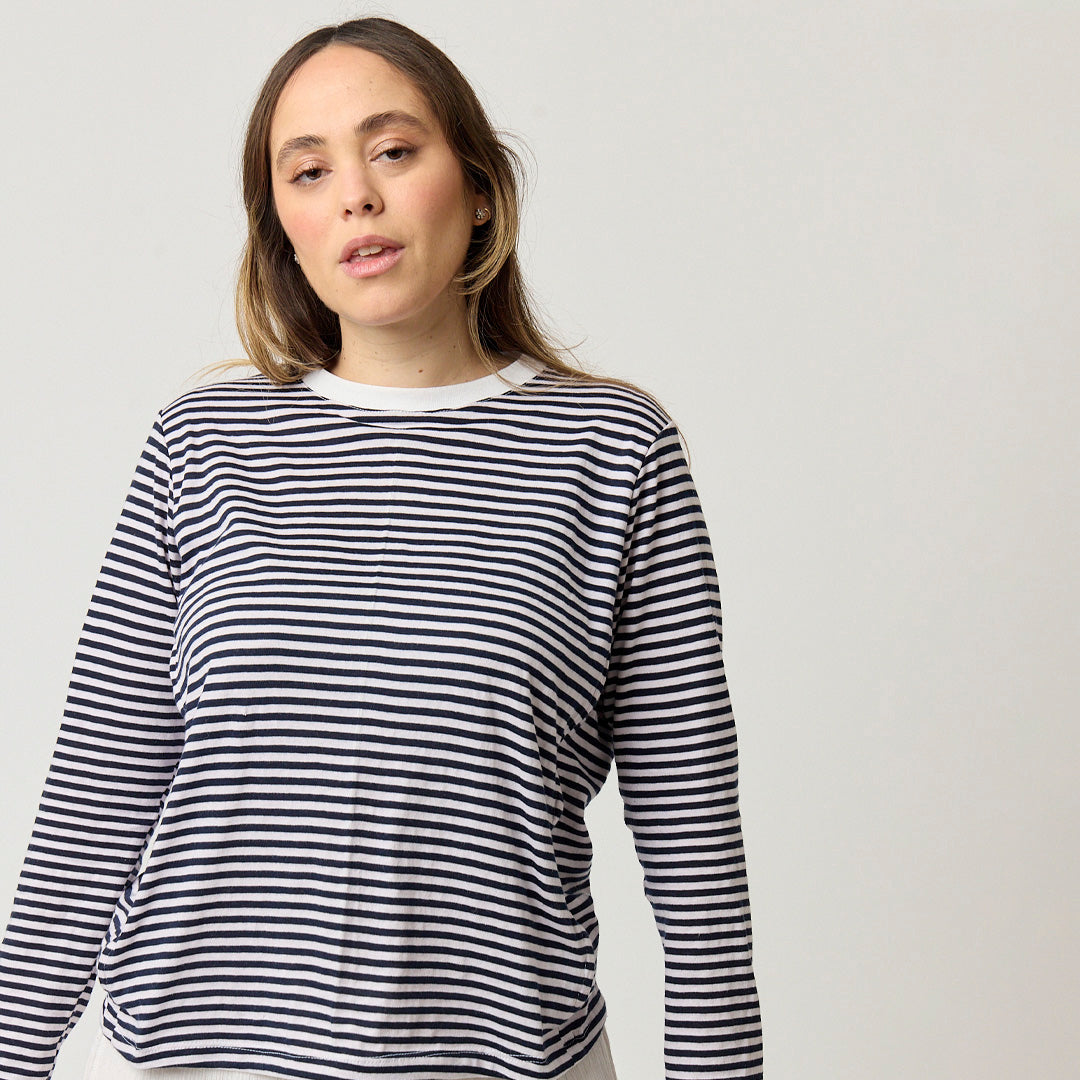 rayas manga larga azul y blanco