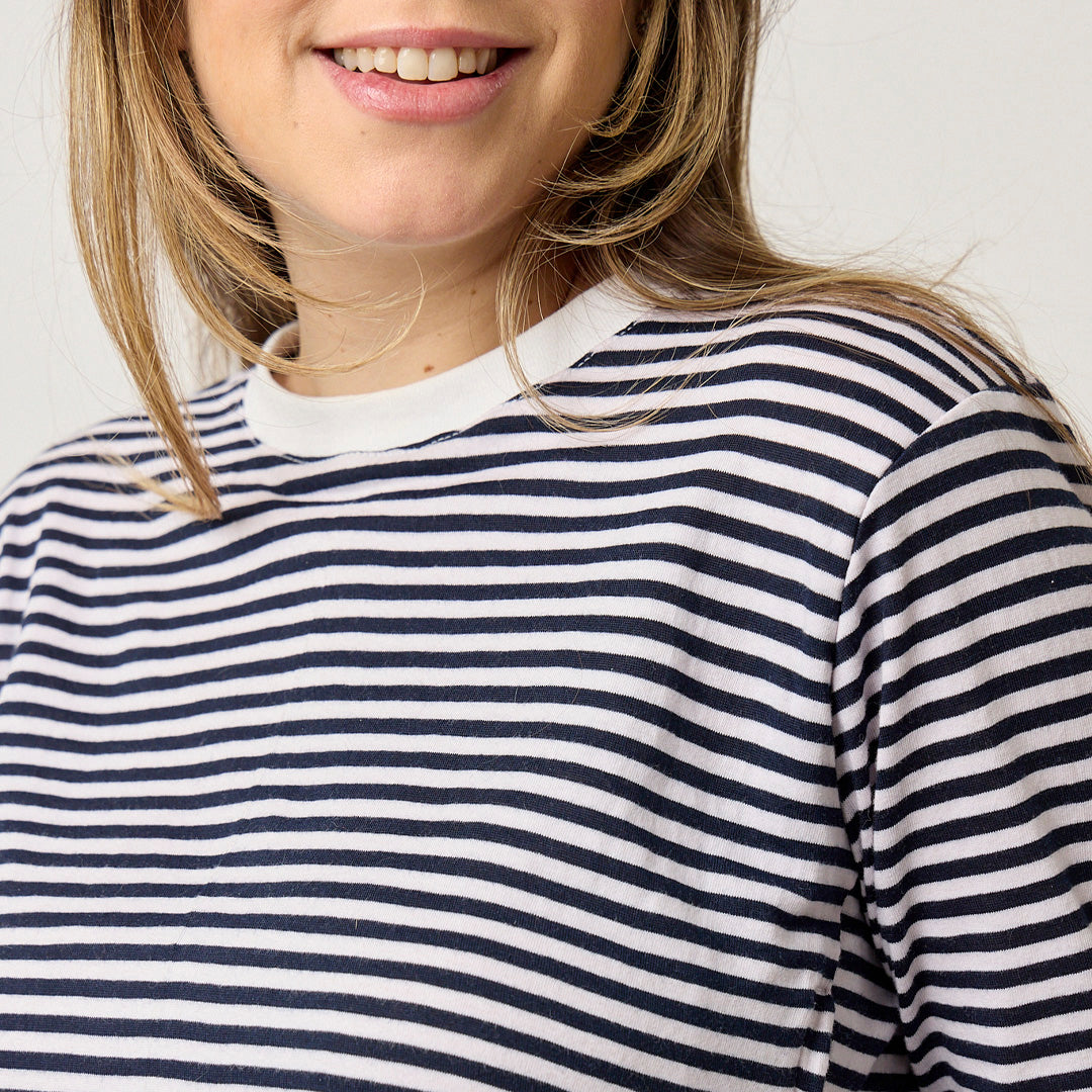 rayas manga larga azul y blanco