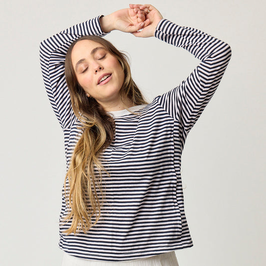 rayas manga larga azul y blanco